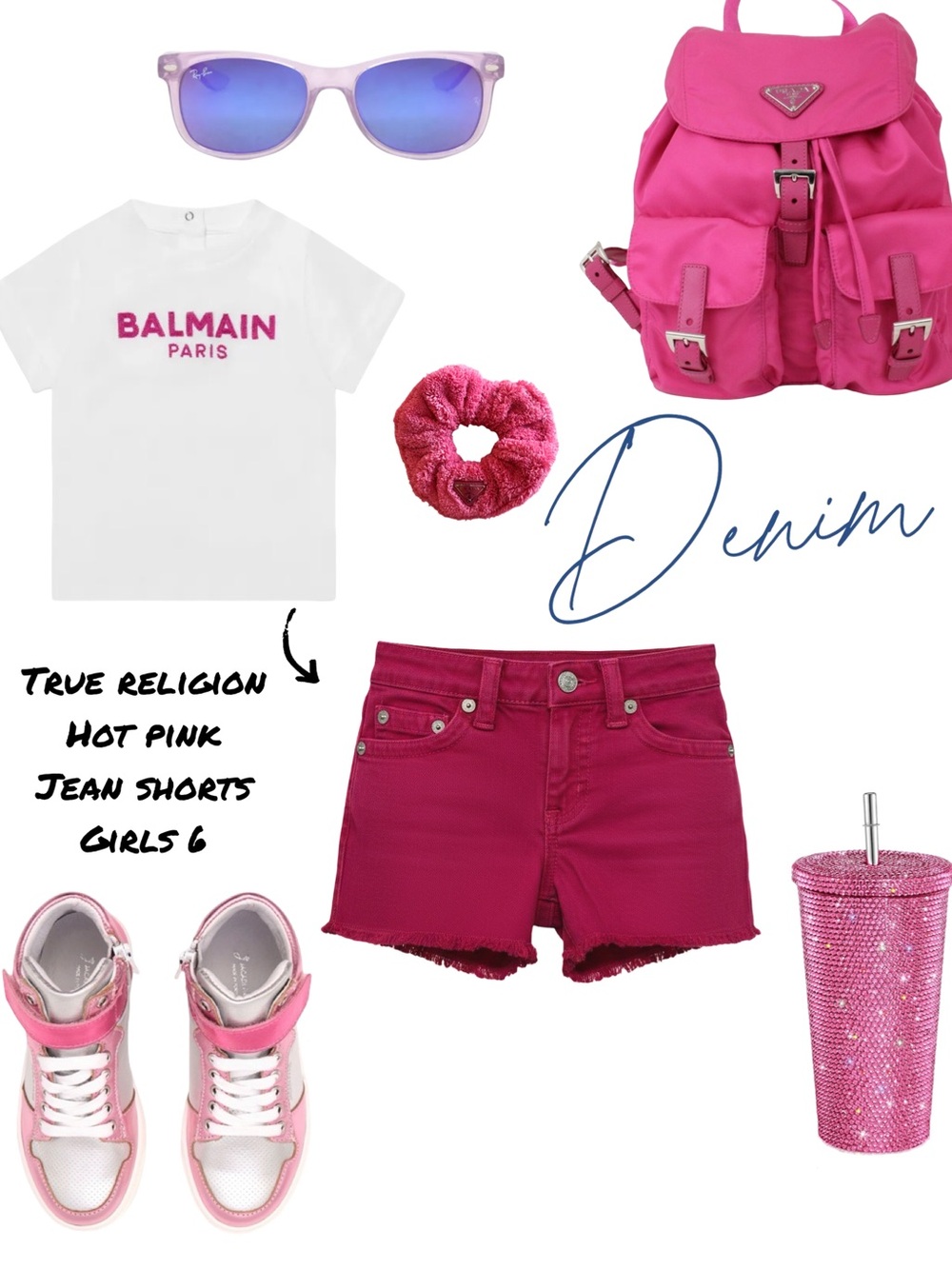 True Religion Hot Pink Girls' Denim Shorts